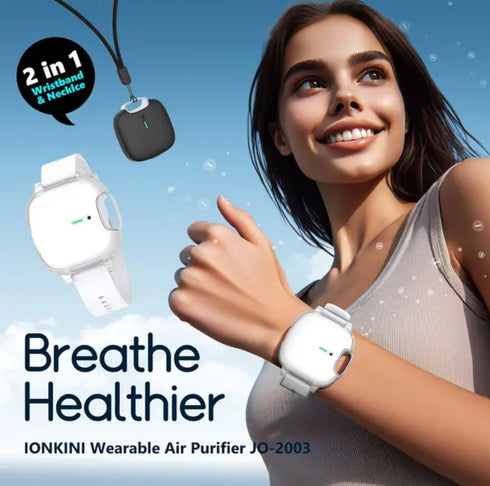 Wearable Fashion Ion Personal Oxigen Purification, 2 in 1 , necklace or Wristband 3D Black